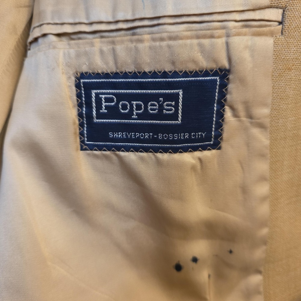 Chaps Ralph Lauren Blazer Sport Coat Mens 46 Beige‎ Gold Button USA Jacket FLAWS - Picture 11 of 16